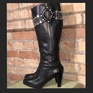 FRYE “Katie Tall” Black Leather Boots Sz 7.5